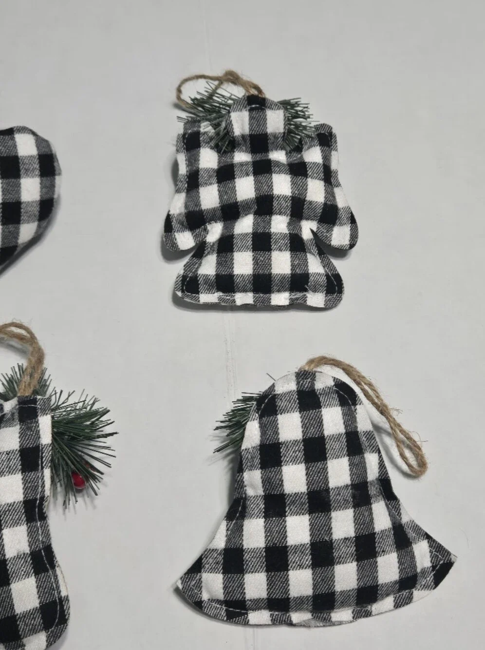 Set of 6 Holiday Style Buffalo Plaid Christmas Ornaments